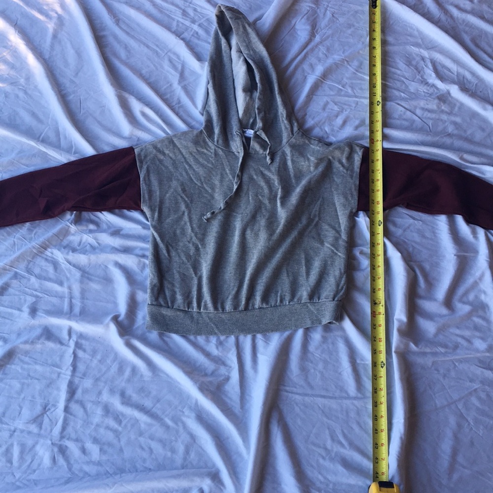 Grey and maroon hoodie